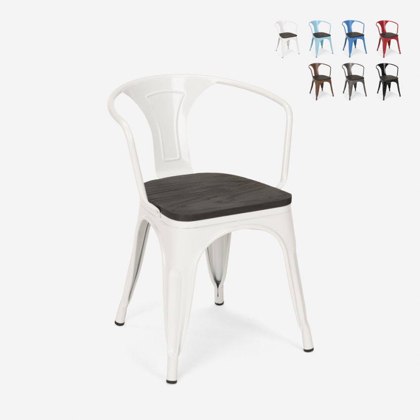 Steel Wood Arm AHD stål spisebords stol industriel design med træ sæde Rabatter