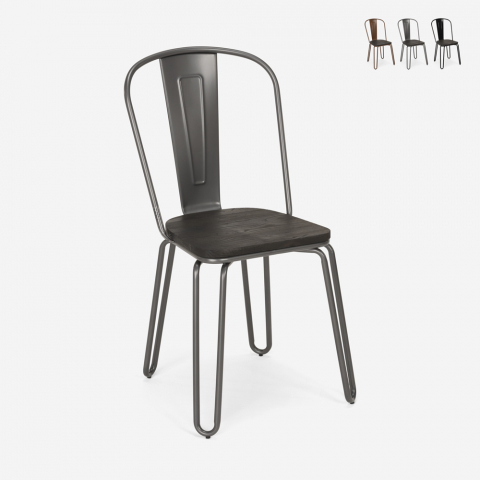 Ferrum One AHD spisebords stol i industrielt metal design med træ sæde