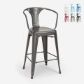 Steel Back barstol industriel stil med ryglæn og armlæn i lakeret stål Kampagne