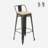 Brush Top barstol med ryglæn i Industrielt design lavet af stål og træ På Tilbud