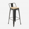 Brush Top barstol med ryglæn i Industrielt design lavet af stål og træ Valgfri
