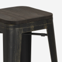 Brush Up barstol industriel stil med fodstøtte af stål med træsæde Udvalg