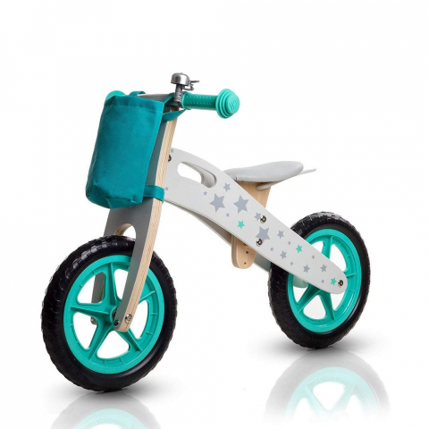 Balance bike løbecykel til børn cykel uden pedaler med kurv lave af træ Ride