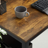 London antiktræ effekt lille træ skrivebord 100x50cm med sorte metalben Udsalg
