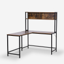 Hoover lille hjørne skrivebord træ 125x140cm metal industrielt design På Tilbud