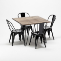 Bay Ridge brun træ cafebord sæt: 4 Steel One farvet stole og 80x80cm bord 