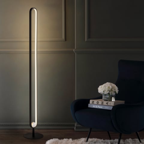 Polluce gulvlampe med ovalformet led lys lampe i moderne metal design