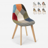 Robin nordisk design spisebords stol med patchwork stofbetræk og træben På Tilbud