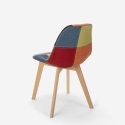 Robin nordisk design spisebords stol med patchwork stofbetræk og træben 