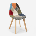 Robin nordisk design spisebords stol med patchwork stofbetræk og træben 