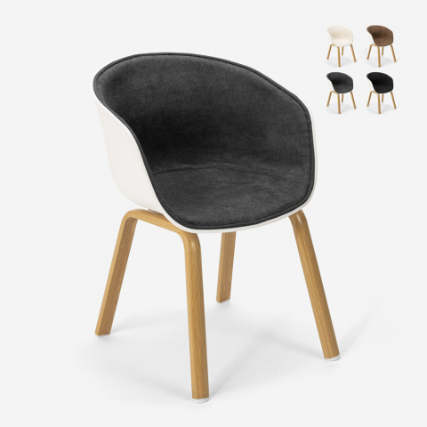 Bush spisbords stol med armlæn i skandinavisk design af plast metal stof