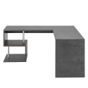 Vilnis Dark grå træ hjørne skrivebord 180x160 cm bordplade med 2 hylder Tilbud