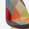 Dolphin nordisk design spisebord stol med farverig stofbetræk og træben 