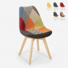 Dolphin nordisk design spisebord stol med farverig stofbetræk og træben Mængderabat
