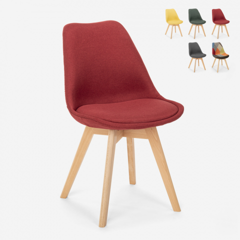 Dolphin nordisk design spisebord stol med farverig stofbetræk og træben Kampagne