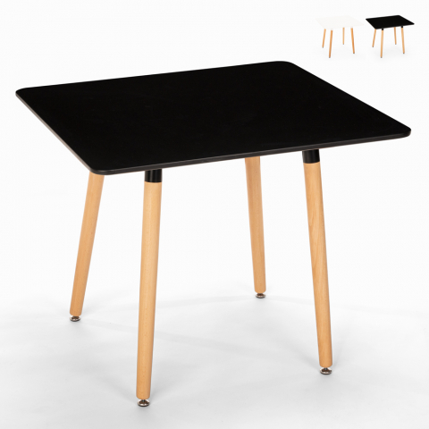 Fern lille bord 80x80cm nordisk stil med bøgetræs ben og blank bordplade Kampagne