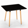 Fern lille bord 80x80cm nordisk stil med bøgetræs ben og blank bordplade Udvalg