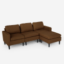 Steffy moderne 3 personers sofa med chaiselong puf i grå stofbetræk Køb