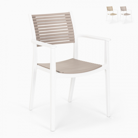 Orion hvid design stol i polypropylen med træ effekt til udendørs brug Kampagne