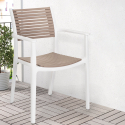 Orion hvid design stol i polypropylen med træ effekt til udendørs brug Udsalg