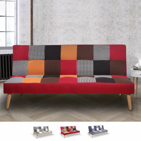 Kolorama 3 personers sovesofa sofa med Patchwork stofbetræk træben Kampagne