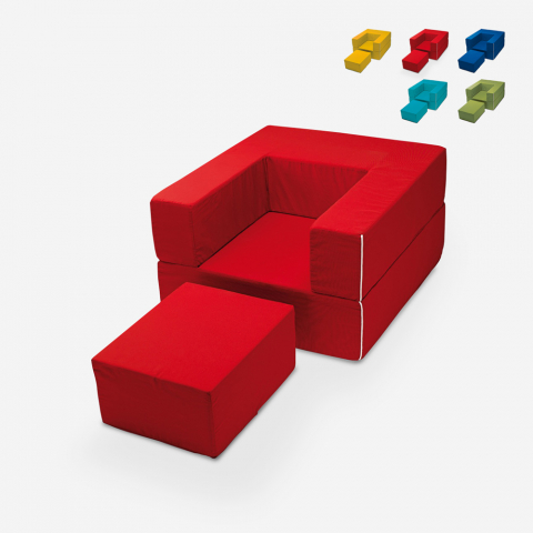 Free Sofa modulær stof lænestol med fodstøttet der kan ændres til seng