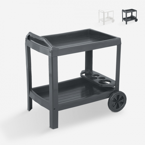 Astro Progarden stor plast rullebord med 2 hylder flaskeholder og hjul