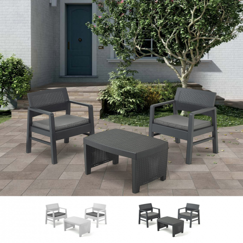 Tambo Progarden loungesæt polyrattan havemøbler med 2 lænestole sofabord Kampagne