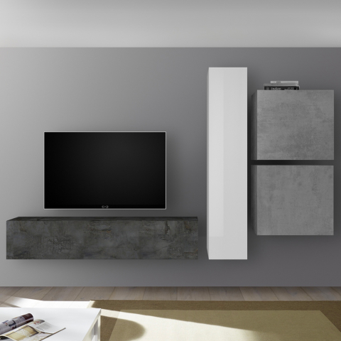 Infinity 79 moderne hvid grå vægophængte modulær tv bord skabs system