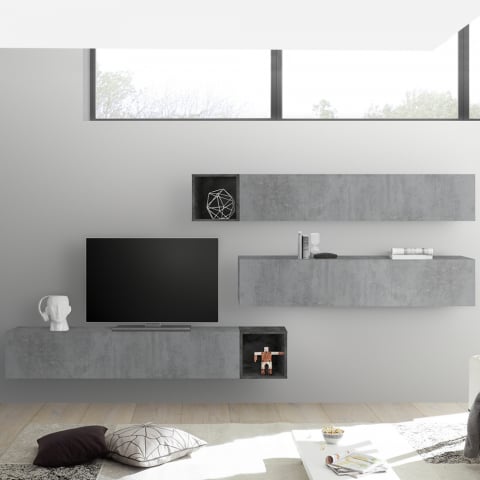 Infinity 99 moderne grå vægophængte modulær tv bord 3 skabs system