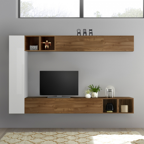 Infinity 104 moderne hvid træ vægophængte modulær tv bord skabs system