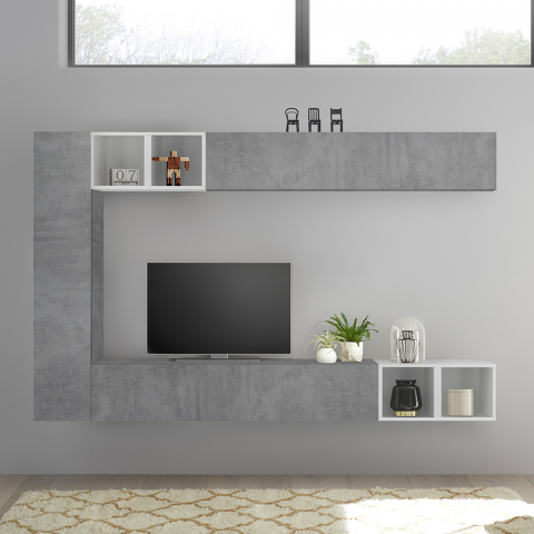 Infinity 104 beton farvet træ vægophængte modulær tv bord skabs system