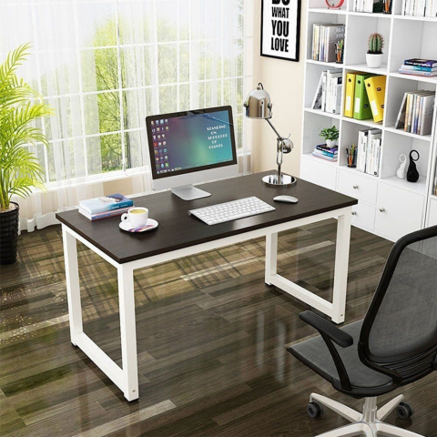 Louisville brunt farvet lille træ skrivebord 120x60cm med hvide metalben
