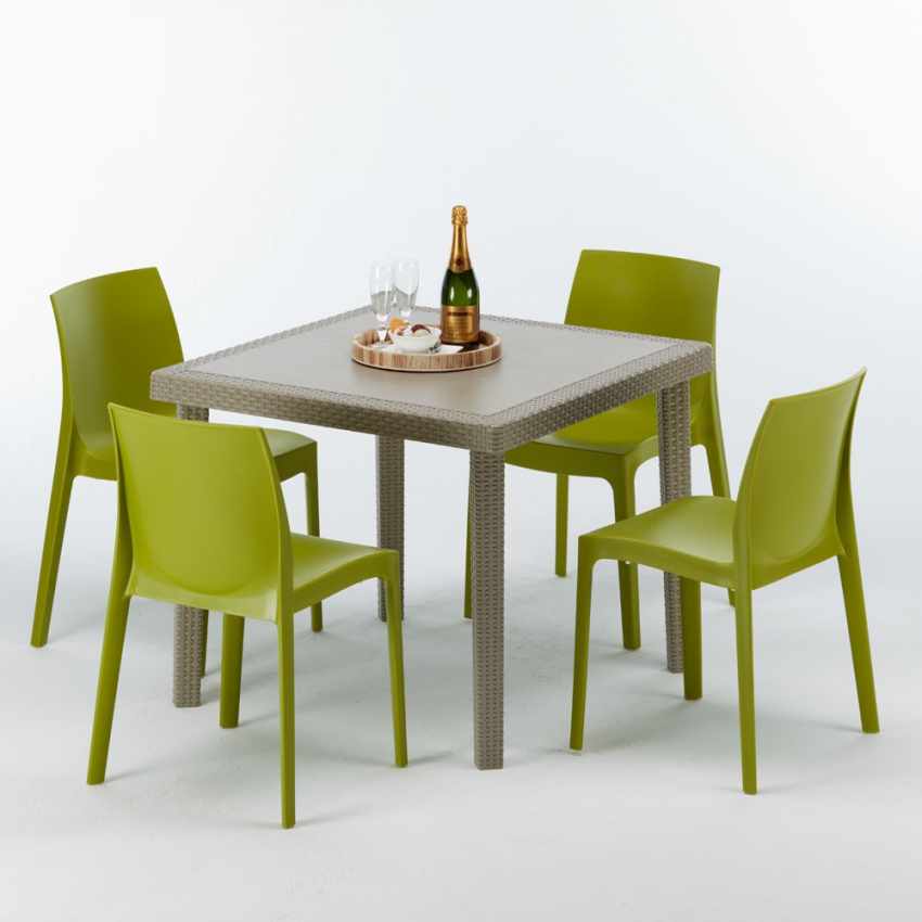 Elegance sæt med et beige 90x90cm bord og 4 stole i et udvalg af farver 