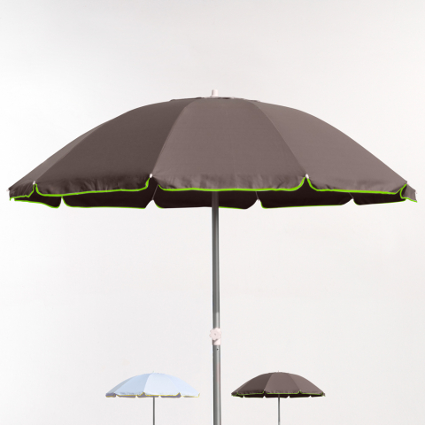 220cm stor strand parasol med højdejustering vindresistent Roma Fluo