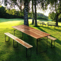 Sæt med ét sammenklappelig træ bord og 2 bænk indendørs udendørs have På Tilbud