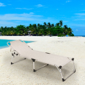 Sæt med 2 Seychelles sammenklappelige solseng aluminiums solvogn liggestol Tilbud