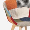Pigeon design lænestol med farverigt patchwork stofbetræk og træben 