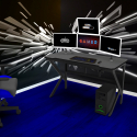 Egli Sportbot 120 lille træ gamer skrivebord til gaming med kabelskjuler Tilbud