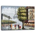 Paris Love maleri på lærred 120x90 cm med træramme bybillede motiv På Tilbud