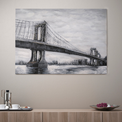 Bridge maleri på lærred 120x90 cm med træramme amerikansk bro motiv Kampagne