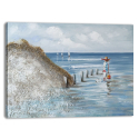 The Seashore maleri på lærred 120x90 cm med træramme strand motiv På Tilbud