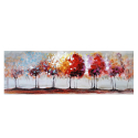 Four Seasons maleri på lærred 140x45 cm med træramme landligt motiv På Tilbud