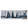 Sailing Along maleri på lærred 140x45 cm med træramme skibs vand motiv På Tilbud