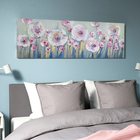 Unconventional Poppies maleri på lærred 140x45 cm med blomster motiv