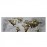 World Map maleri på lærred 140x45 cm med træramme verdenskort motiv På Tilbud