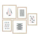 Frame Origami sæt med 5 prints plakater med træ ramme 18x23 og 27x27 cm På Tilbud