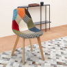 Robin nordisk design spisebords stol med patchwork stofbetræk og træben Valgfri