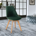 Dolphin Lux AHD nordisk design spisebords stol med fløjlsbetræk og træben Valgfri