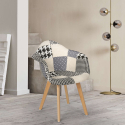 Herion nordisk design lænestol i farverig patchwork stofbetræk træben Egenskaber